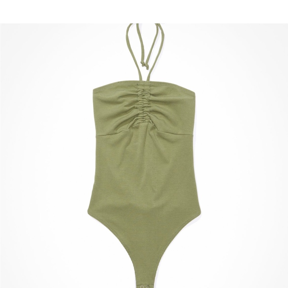 American Eagle Cinch-Front Halter Bodysuit